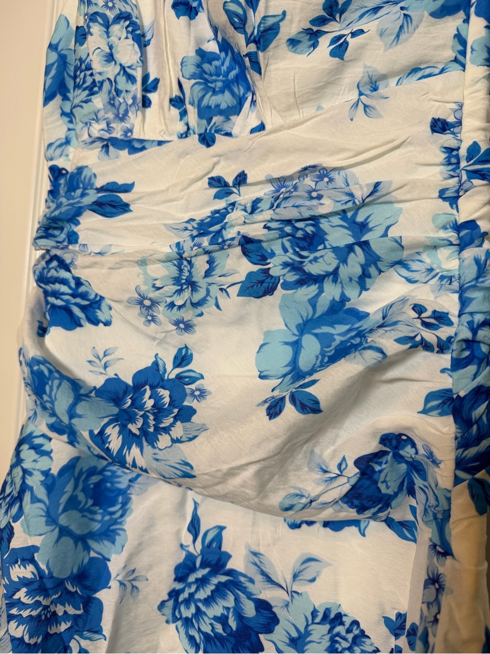 Blue Floral One-Shoulder Ruffle Midi Dress - Picture 4 of 9